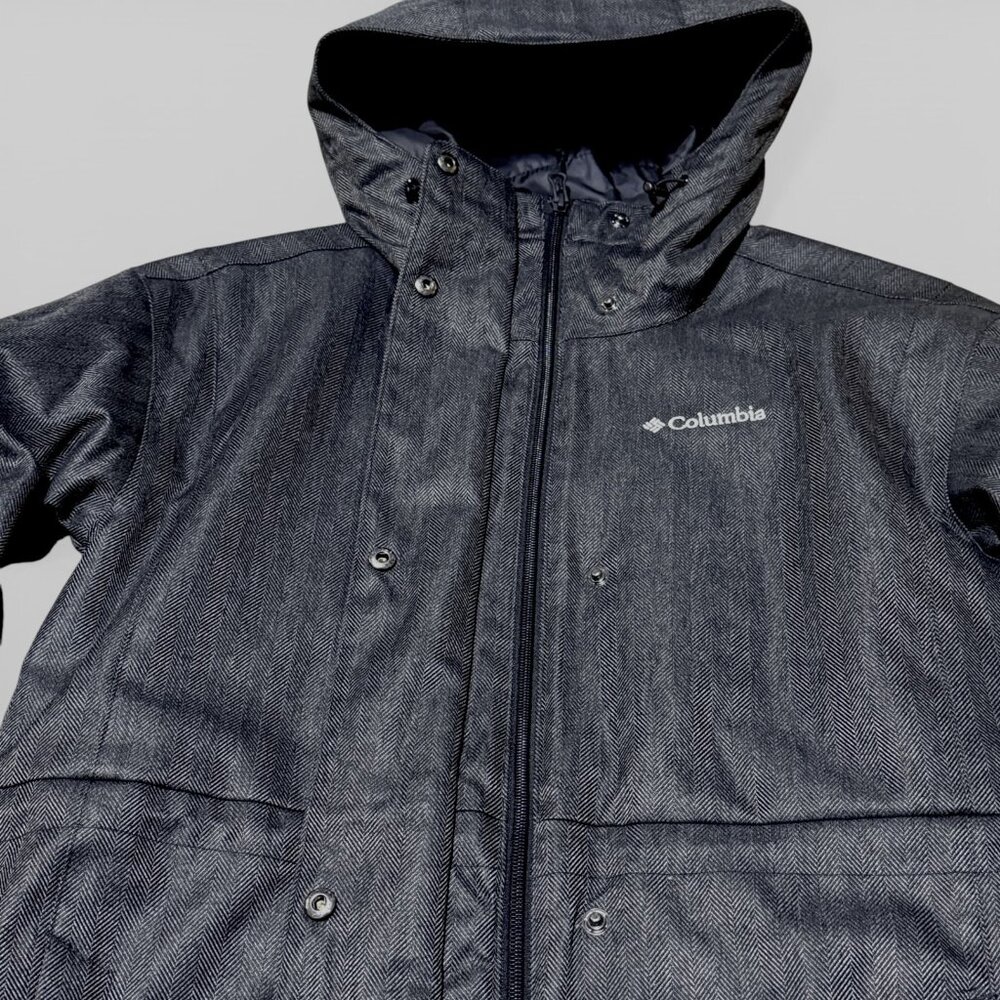 New Columbia Portland Point Parka Women's XS Black Herringbone Hooded Jacket - Picture 6 of 15